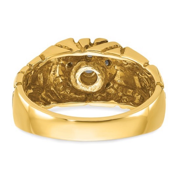 10K Two-tone IBGoodman Polished Nugget Cluster Diamond Men's Ring